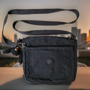 Kipling Sebastian Crossbody Purse Shoulder Bag Medium with MONKEY Black Nylon